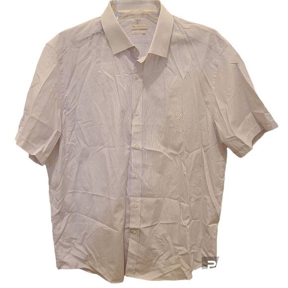 Salvarini Men Button Down Short Sleeve Shirt Size 42 - Picture 1 of 4